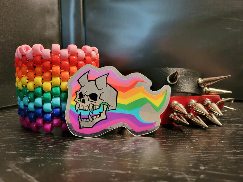 Flaming (lol) Pride Skull (Sticker)